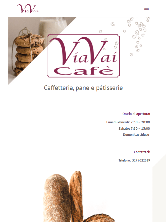 ScreenShot del sito web dell'bar di Asti ViaVaiCafe visto da Ipad